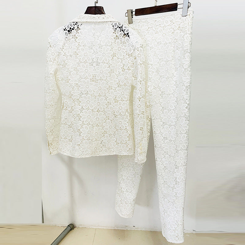 Star Slim Water Soluble Lace Suit Skinny Pants Suit