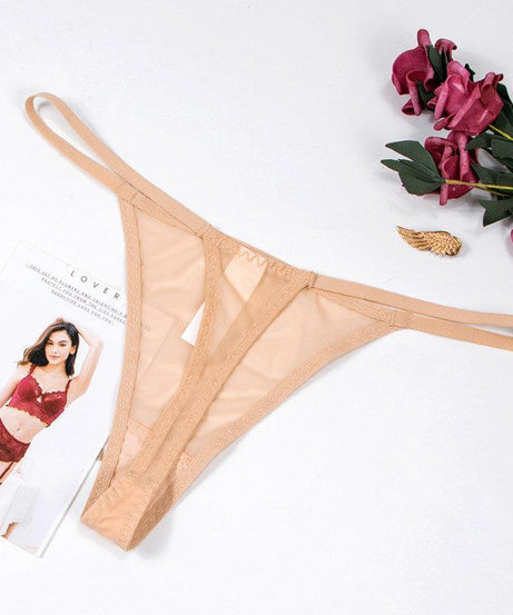 Sheer Mesh Low Waist T-Back Thongs - ForVanity underwear, women's lingerie Bikini