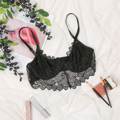 Heart-Shaped Printed Lace Bra - Sexy Push-up Design