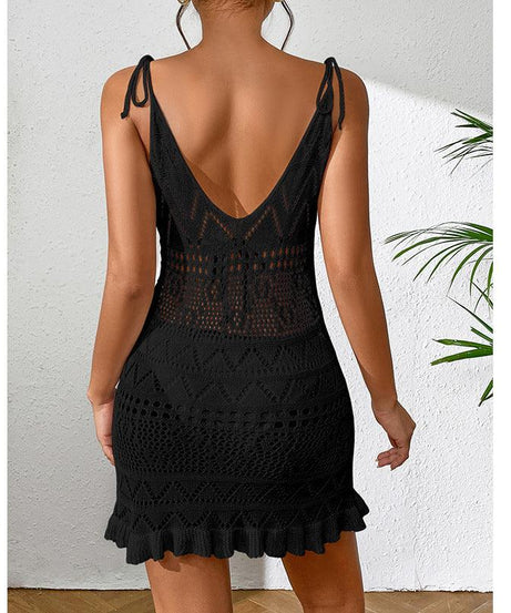 Short Knitted Knitted Beach Dress - ForVanity dress, Vacation Dress Vacation Dress