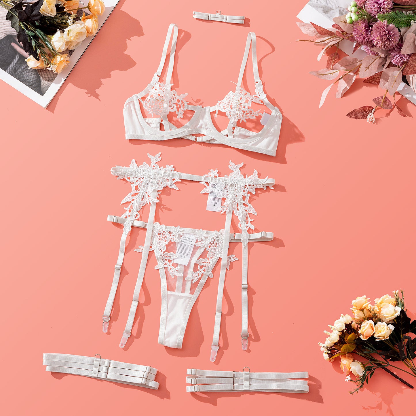 Luxurious Floral Mesh Lingerie Set