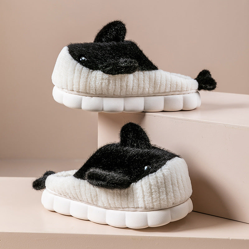 Winter Cute Shark Shoes Women Thick Sole Warm Plush Home Fluffy Slippers Outdoor Garden Indoor Floor House Shoes Dropshipping