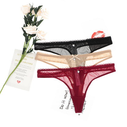 Ultra Thin Transparent Mesh Lace Thong Panties