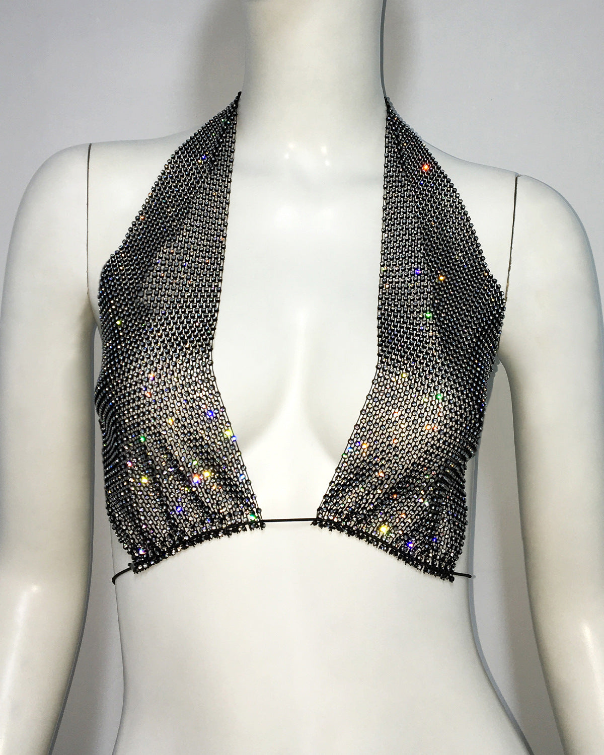 Fishnet Rhinestone Sling Tight Elastic Top