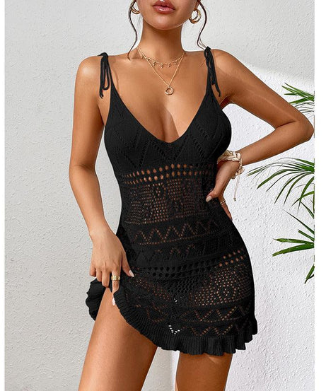 Short Knitted Knitted Beach Dress - ForVanity dress, Vacation Dress Vacation Dress