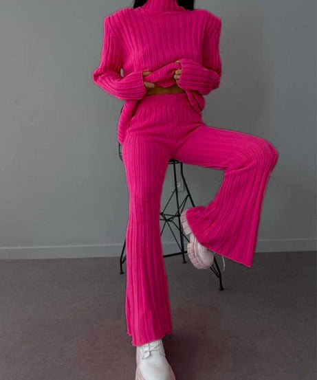 Pullover Sweater Pants Woolen Two Piece Set Outfit - ForVanity sweaters outfits, women's outfits Sweaters Outfits