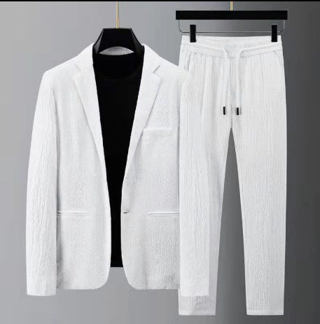 White Men's Lightweight Casual Suit Jacket for Spring & Summer