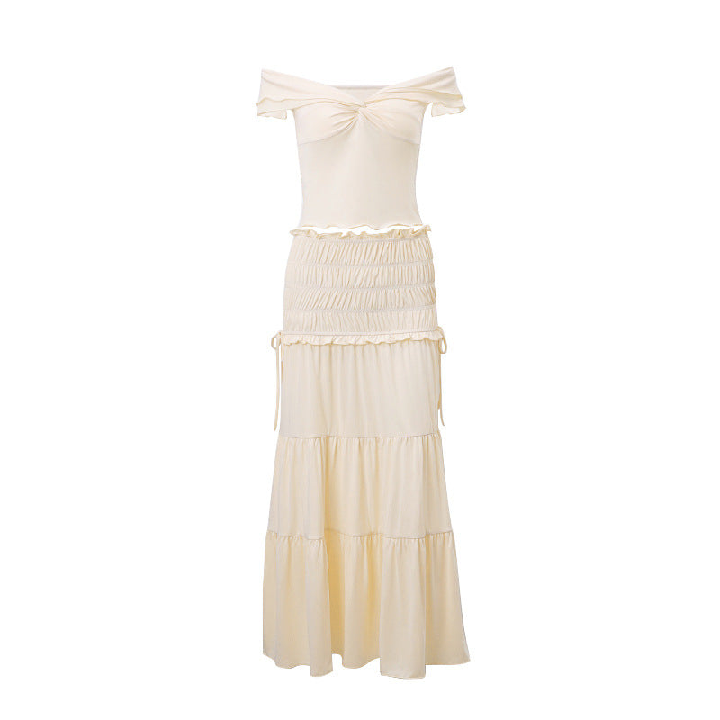 Summer Women French Pleated Skirt Outfit