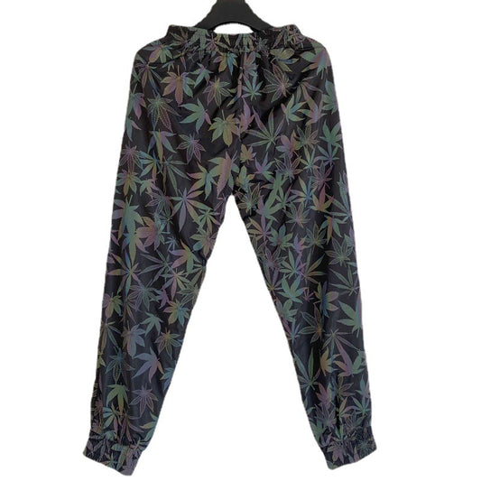 Men's Loose Tapered Sweatpants - Colorful Maple Leaf Reflective Design