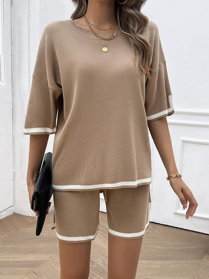 Women Spring Summer Casual Sweater Shorts Outfit