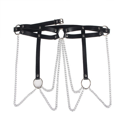 Irregular Asymmetric Trend Leather Waist Chain Bandage