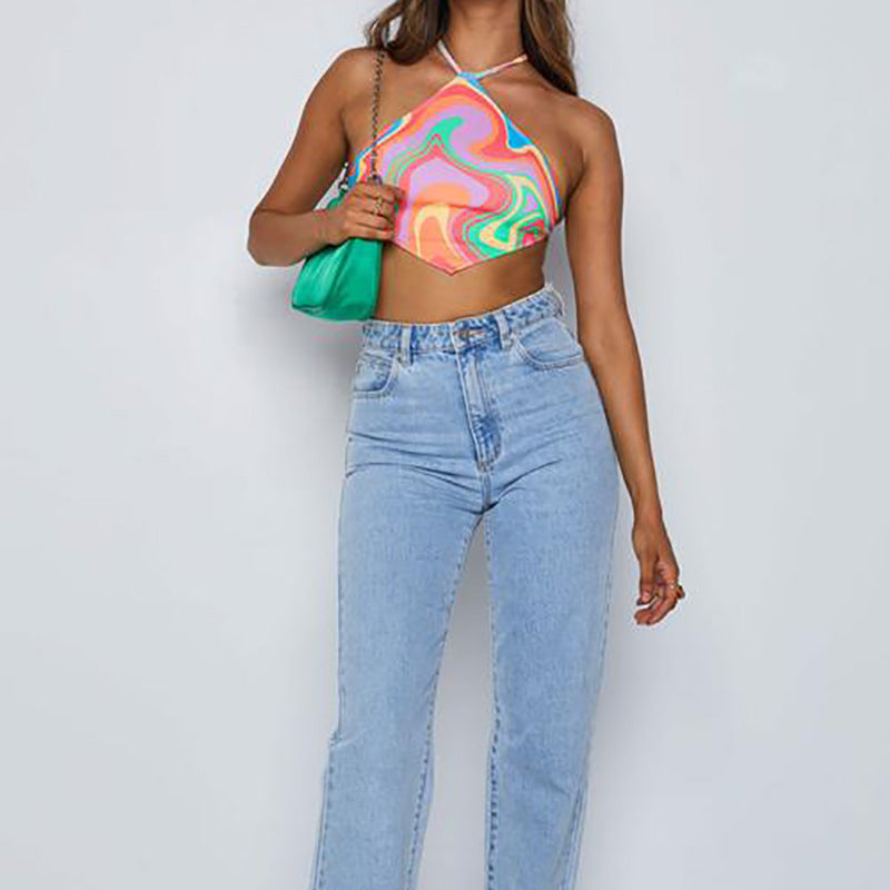 Summer Slim Fit Backless Cropped Top