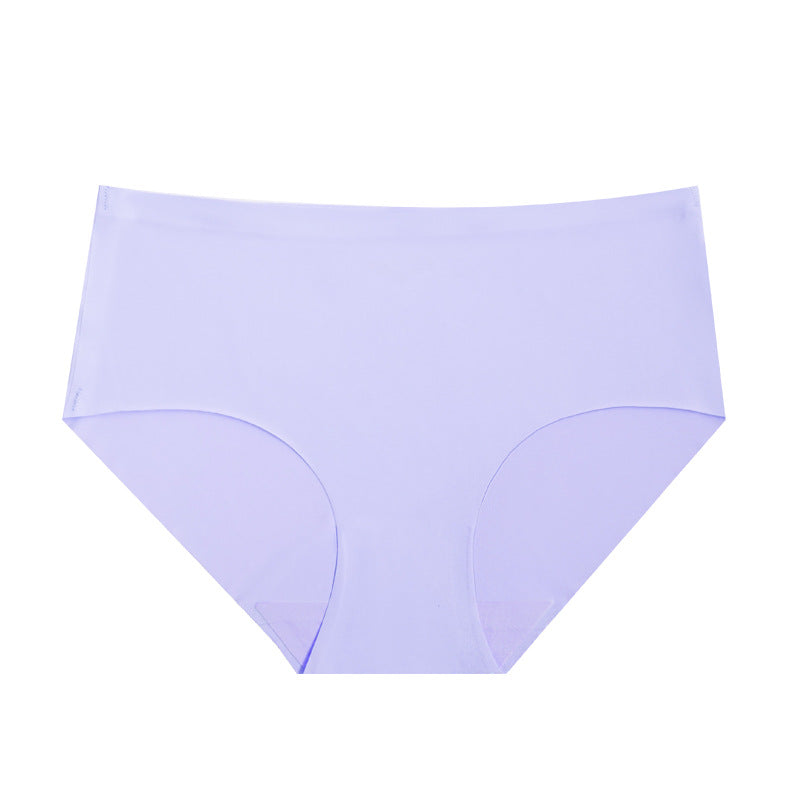 Mid High Waist Women Ice Silk Seamless Hip Lifting Briefs