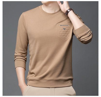 Men's Slim-Fit Long Sleeve Pullover - Round Neck Casual Top