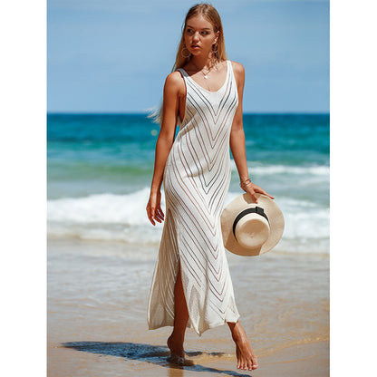 Travel Vacation Breathable Knitted Maxi Dress Beach