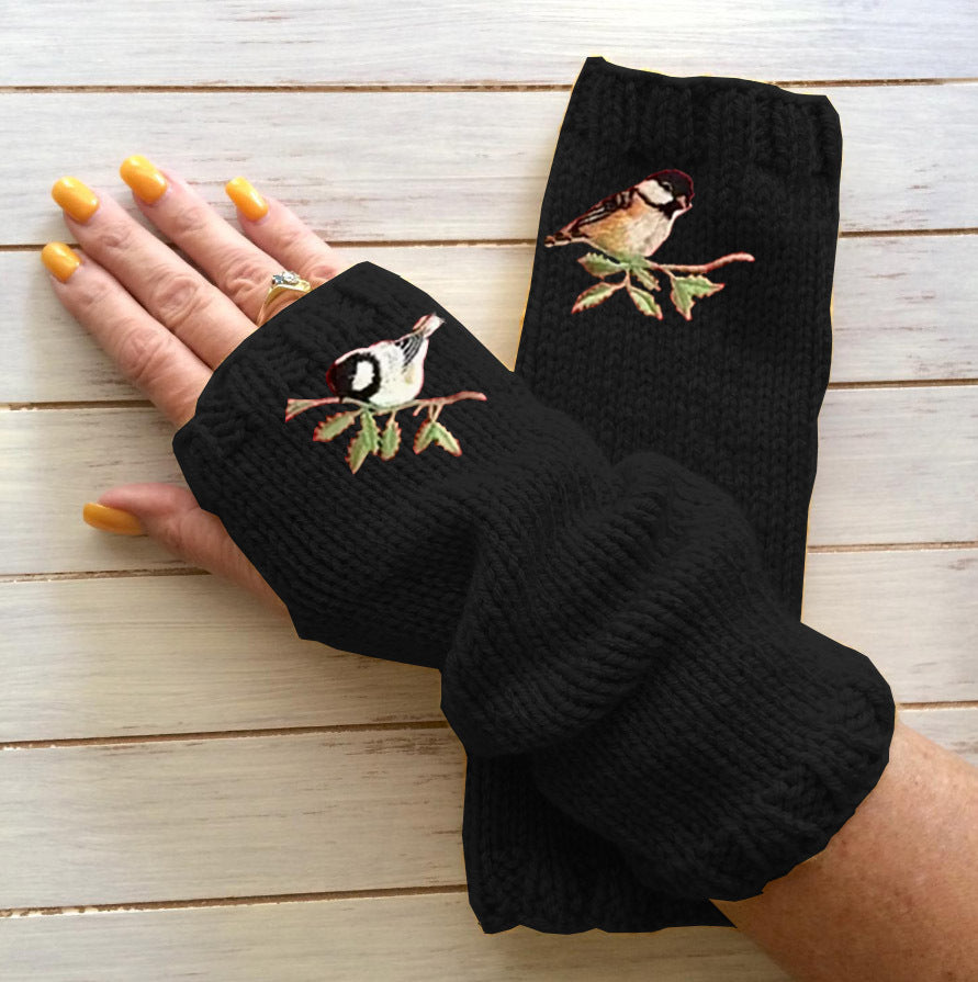 Women's Embossed Sea Wool Half-Finger Gloves