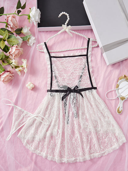 Floral Lace Suspender Skirt: Summer Elegance