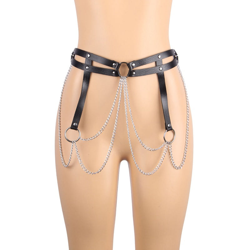 Irregular Asymmetric Trend Leather Waist Chain Bandage