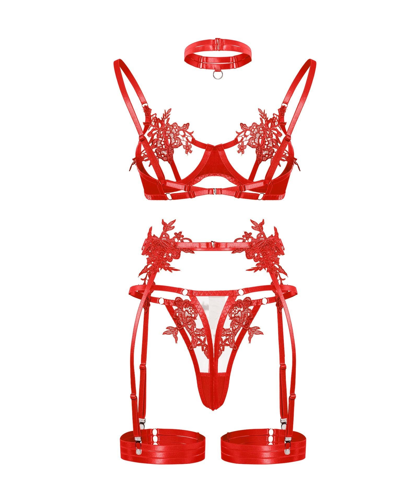 Luxurious Floral Mesh Lingerie Set - ForVanity lingerie, women's lingerie Lingerie Set