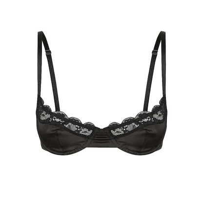 Elastic Satin Lace Edge Bra