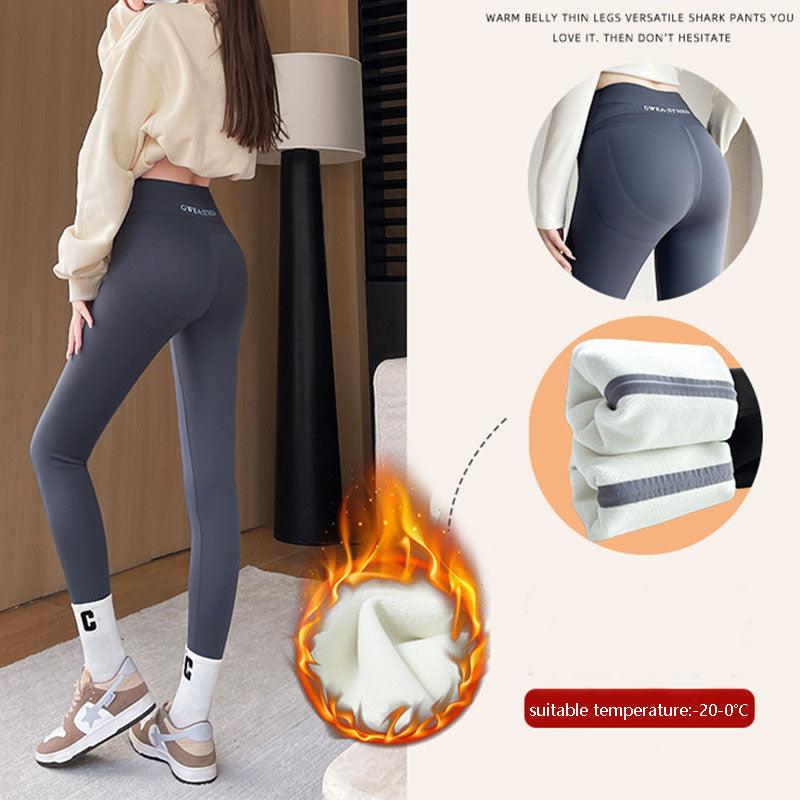 Fleece Thickened Leggings Winter -20 To 5 Shark Pants For Women High Waist Tight Skinny Tummy Control Buttocks Slimming Yoga Pants - ForVanity pants