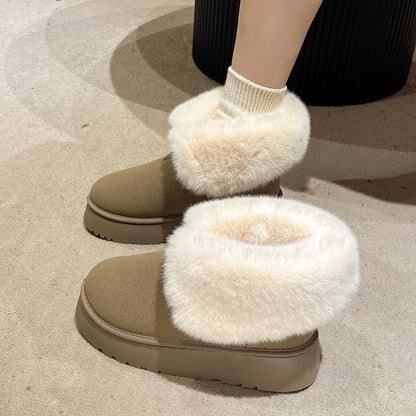 Winter Warm Snow Boots New Fashion Foldable Fleece Cotton Shoes For Women Plus Velvet And Thickened Plush Ankle Boots