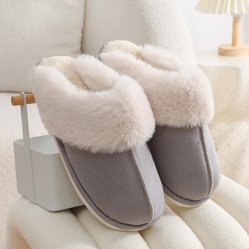 Winter Warm Plush Home Slippers Indoor Fur Slippers Women Soft Lined Cotton Shoes Comfy Non-Slip Bedroom Fuzzy House Shoes Women Couple - ForVanity SLIPPERS