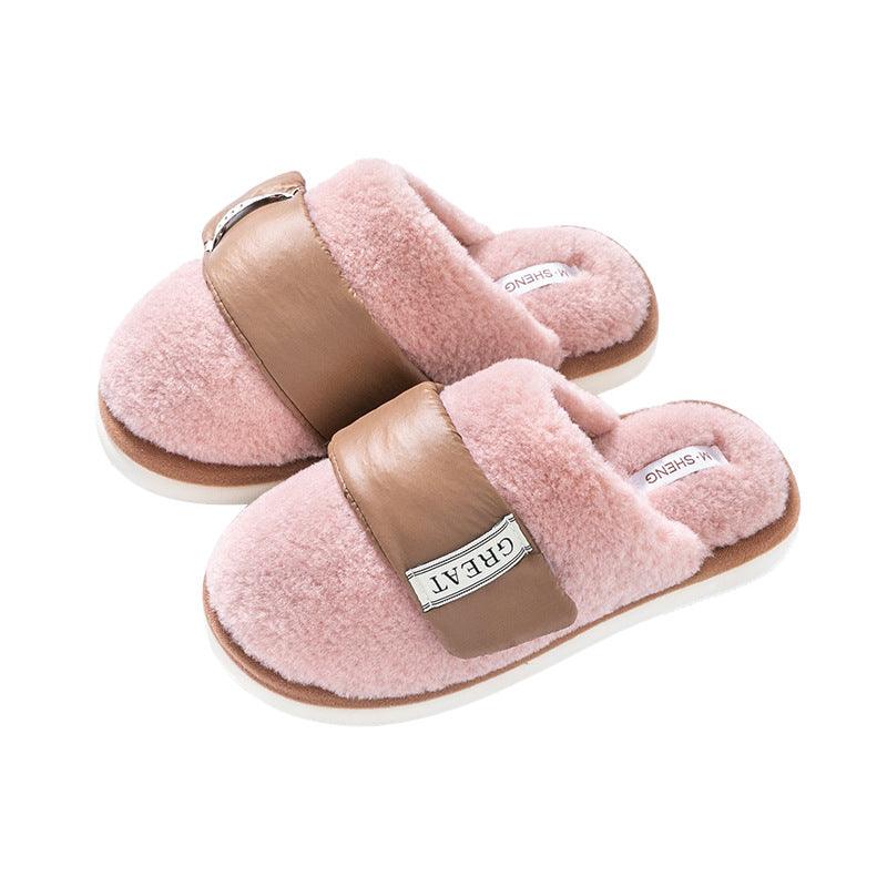 Hook Furry Slippers For Women Autumn And Winter Indoor Home Slipper Plus Velvet Warm Couple Bedroom Cotton Shoes - ForVanity SLIPPERS