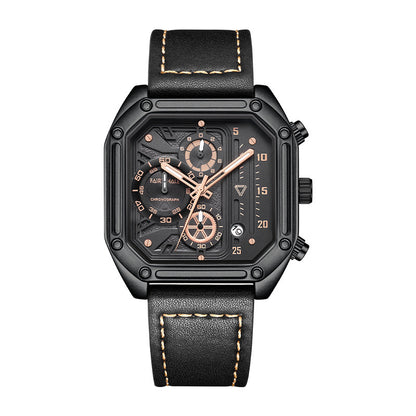 Multi-Functional Square Quartz Watch for Men