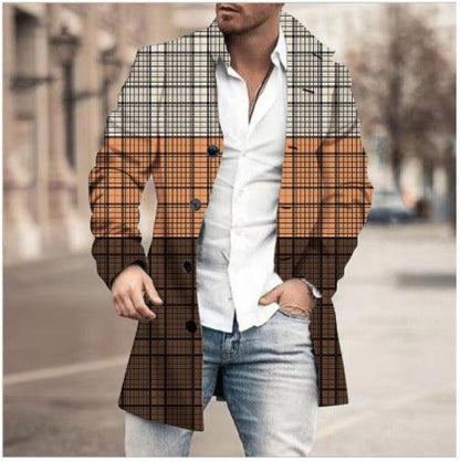 Men's Woolen Stand Collar Mid-length Casual Coat - ForVanity Men’s Jackets & Coats