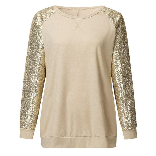 Sequin Sleeve Casual Knitted Sweater for Women - ForVanity women's clothing, women's hoodies & sweatshirts, Women’s hoodies & sweatshirts Sweaters