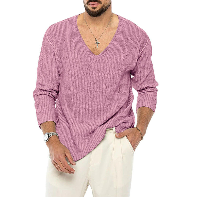 Men's V-Neck Solid Color Sweater - Youth