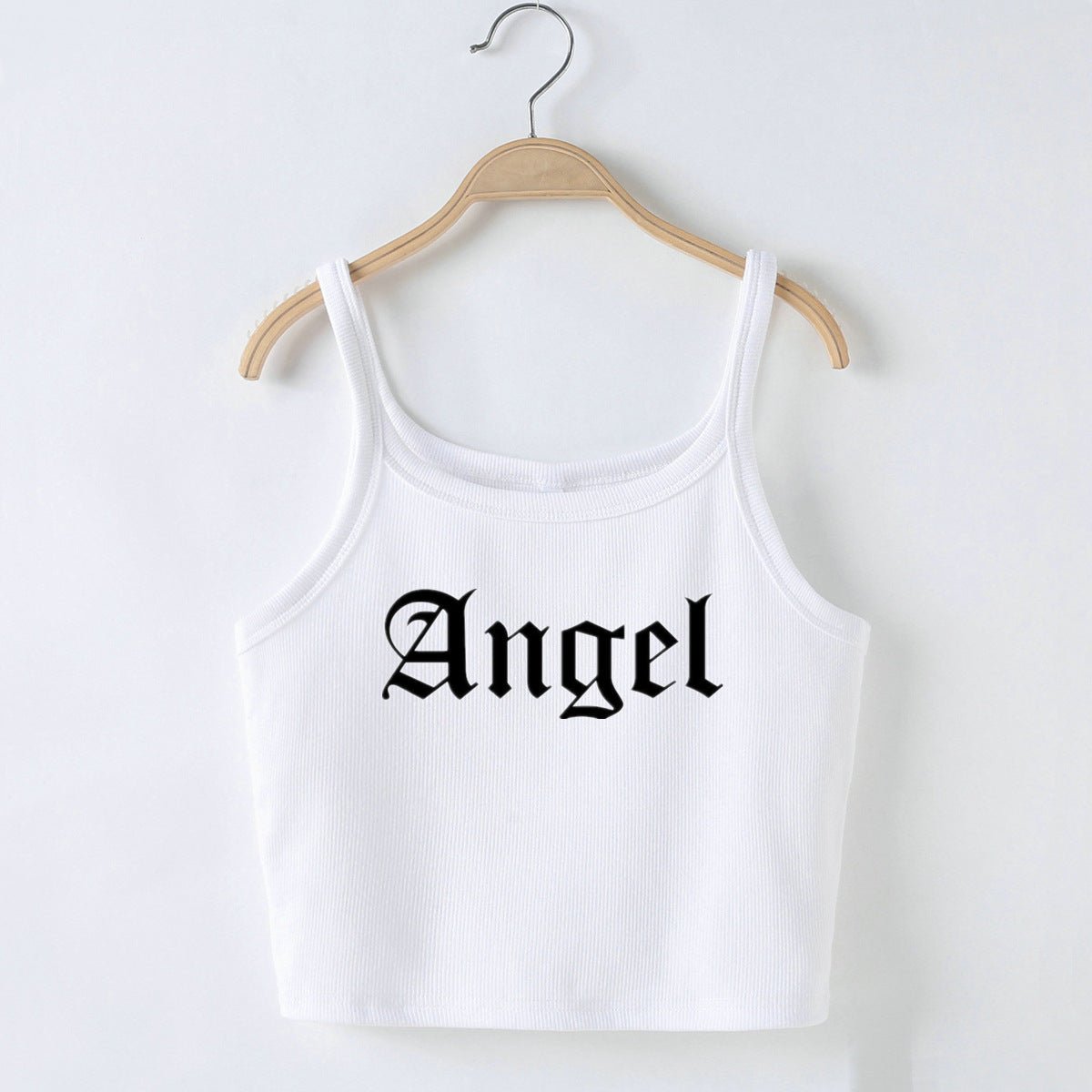 Angel Graphic Spaghetti Strap Crop Top - ForVanity women's clothing, women's tops & tees Tops & Tees