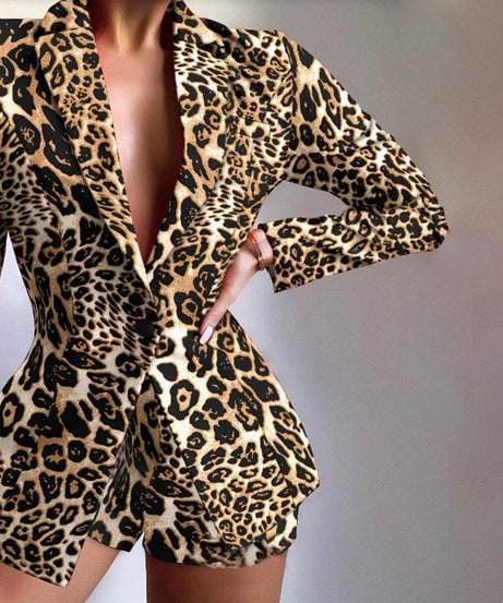 Women’s Animal Print & Baroque Slim Short Pants Set - Elegant Office Style - ForVanity pant suit, women's clothing, women's outfits, women's suits Pant Suits