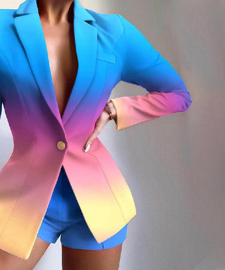 Women’s Animal Print & Baroque Slim Short Pants Set - Elegant Office Style - ForVanity pant suit, women's clothing, women's outfits, women's suits Pant Suits