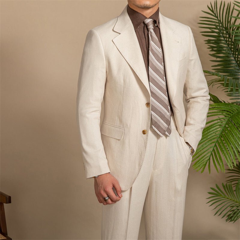 Apricot Hemp - Textured Slim Fit Men's Suit - ForVanity