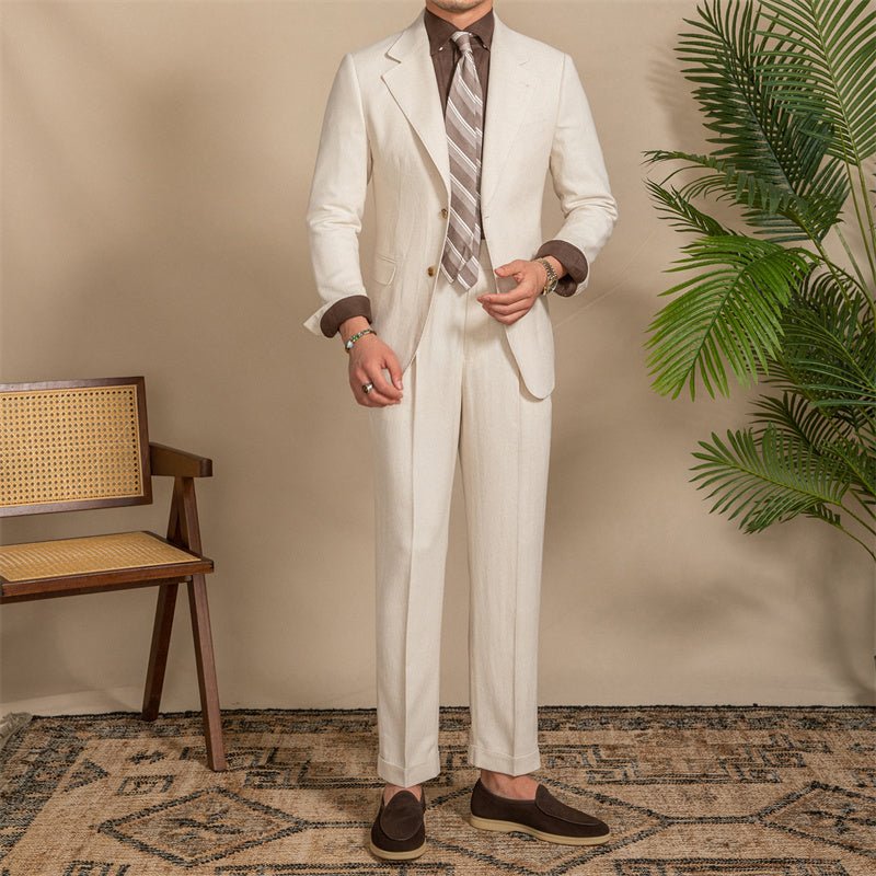 Apricot Hemp - Textured Slim Fit Men's Suit - ForVanity