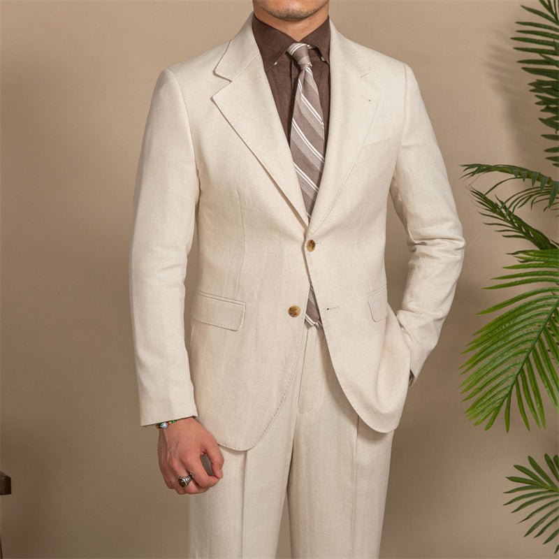 Apricot Hemp - Textured Slim Fit Men's Suit - ForVanity