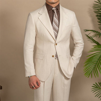 Apricot Hemp - Textured Slim Fit Men's Suit - ForVanity