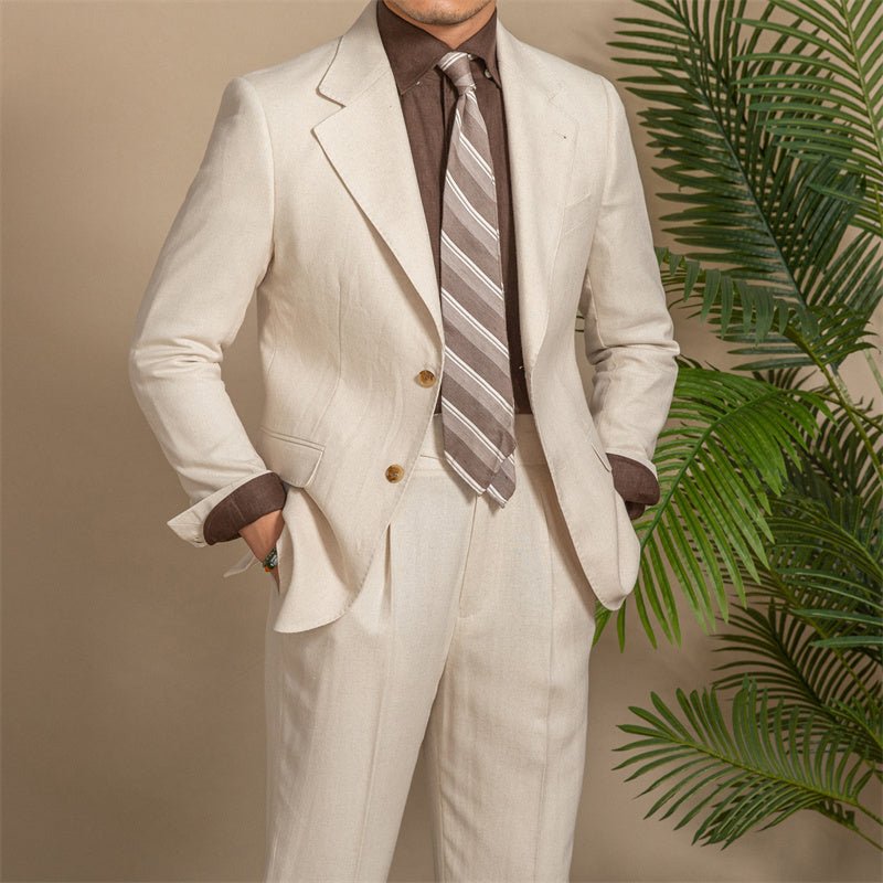 Apricot Hemp - Textured Slim Fit Men's Suit - ForVanity