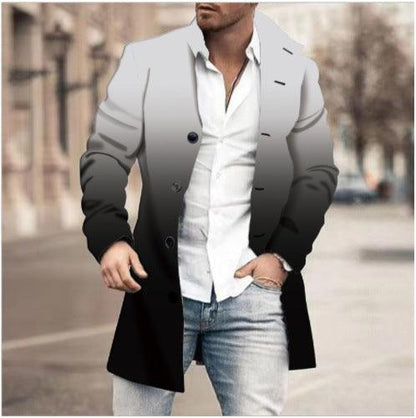 Men's Woolen Stand Collar Mid-length Casual Coat - ForVanity Men’s Jackets & Coats