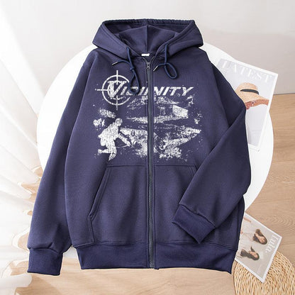 Men's Printed Zipper Sweater Jacket - ForVanity hoodies & sweatshirts, men's clothing Men’s Hoodies & Sweatshirts