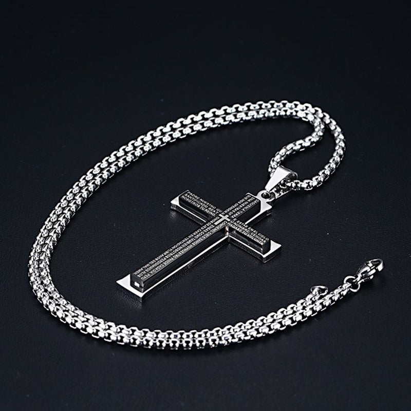 Stainless Steel Double Cross Pendant Necklace - ForVanity men's jewellery & watches, necklaces & pendants Necklaces