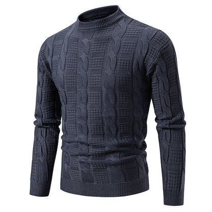 Men's Round Neck Twisted Pullover Knitwear - Korean Style - ForVanity men's clothing, men's sweaters Men’s Sweaters