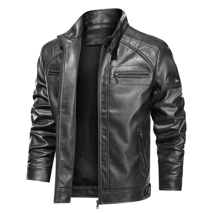 Simple Fashion European Size Autumn Leather Jacket - ForVanity Men’s Jackets & Coats