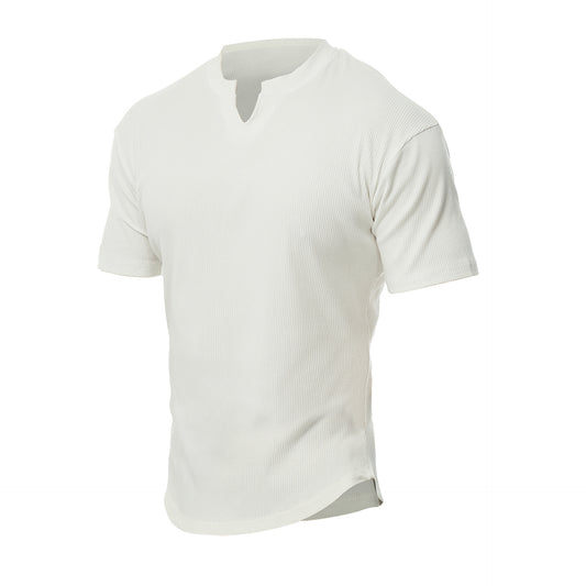 Men's Slim-Fit Small Collar Workout Tee in Thread Cloth