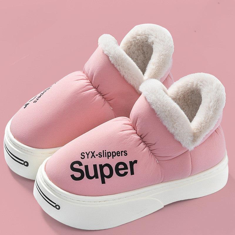 New Covered Heel Down Cotton Slippers For Women Winter Warm Thick-soled Platform Slippers Indoor And Outdoor Garden Walking Shoes - ForVanity SLIPPERS