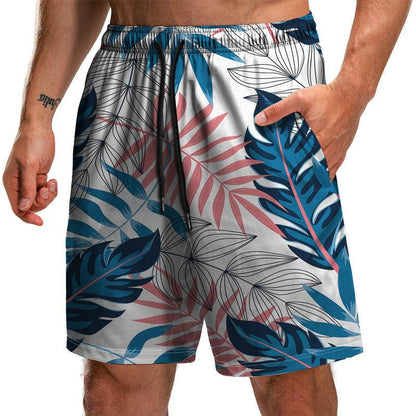 Men's Summer Leaf Series 3D Printed Casual Beach Shorts - ForVanity Beachwear, men's clothing, men's shorts, shorts, Summer Men's Shorts