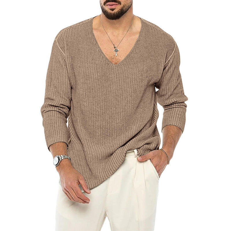 Men's V-Neck Solid Color Sweater - Youth