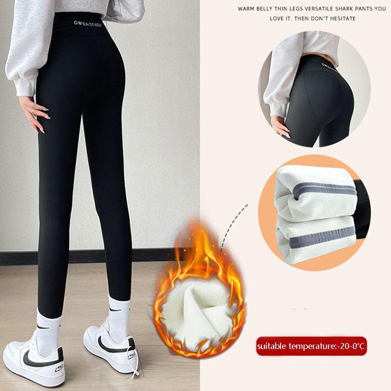 Fleece Thickened Leggings Winter -20 To 5 Shark Pants For Women High Waist Tight Skinny Tummy Control Buttocks Slimming Yoga Pants - ForVanity pants